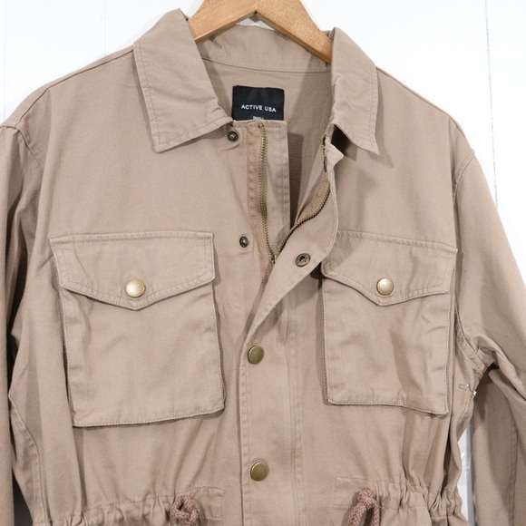 SALE! Khaki Military Anorak Utility Jacket Coat Medium - Picture 6 of 14